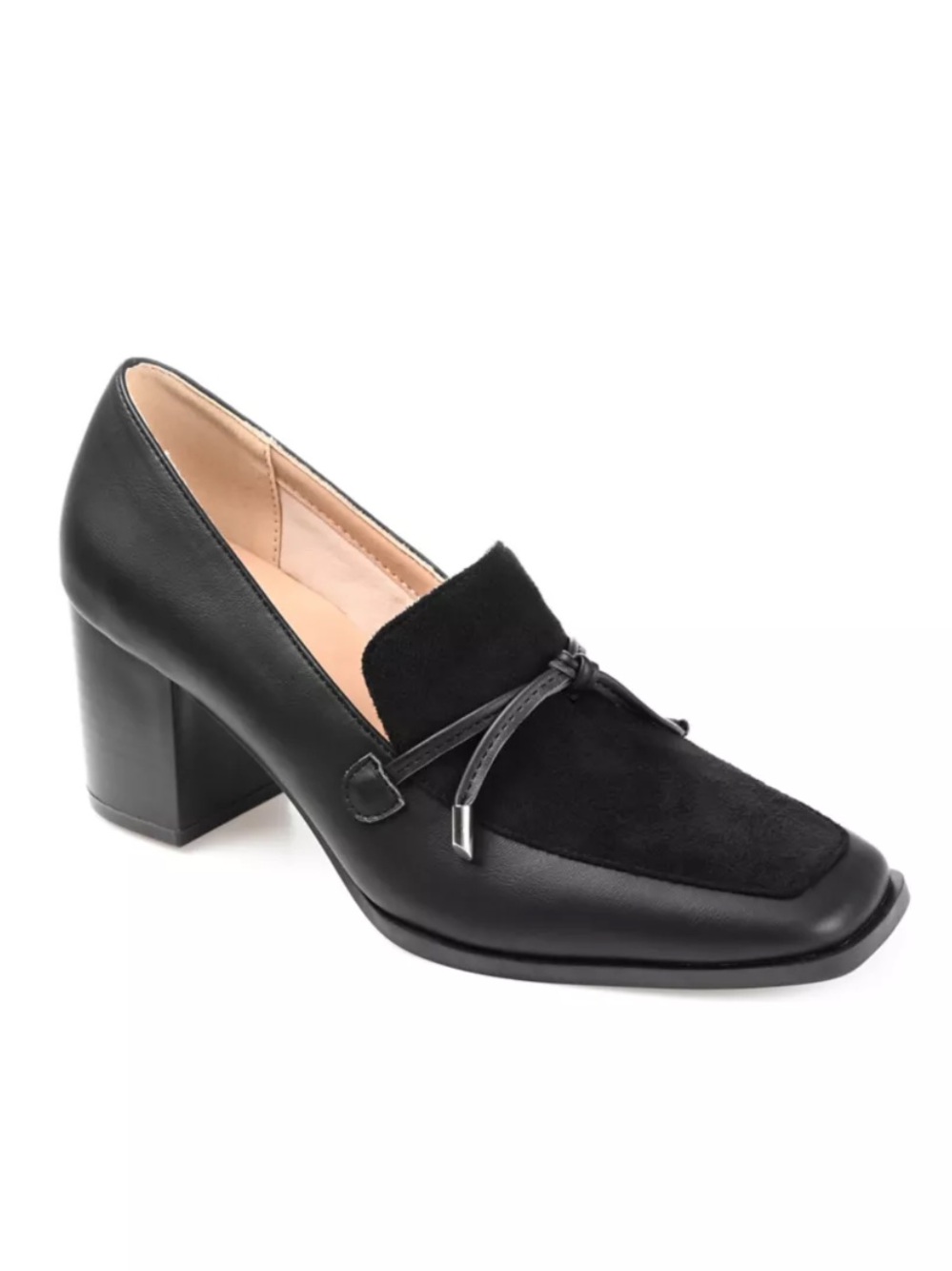 Journee Collection sz 7 Black Crawford Slip On Block Heel Shoe New In Box (1)